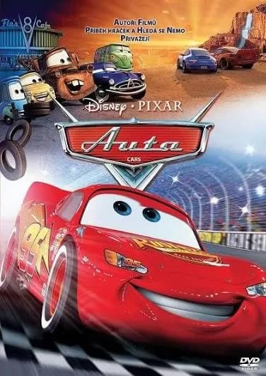 Das animierte rote Rennauto Lightning McQueen lächelt vor anderen Autofiguren aus dem Film Cars.