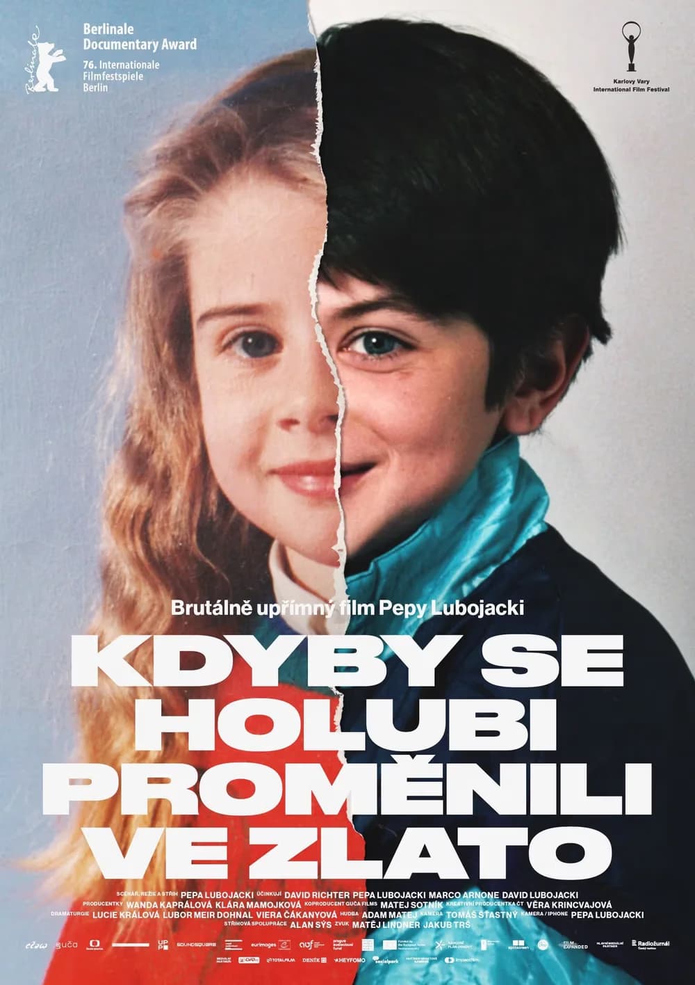 A split portrait of a young girl and boy, featuring the movie title in large white letters.