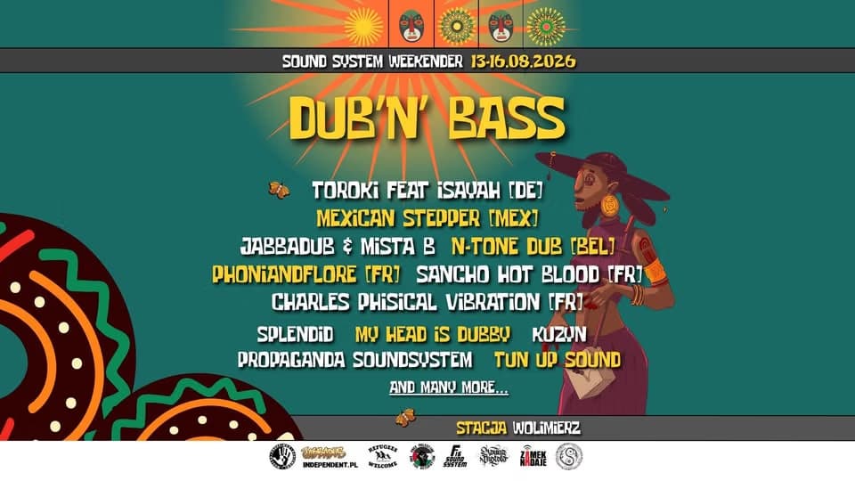 A promotional poster for the Dub'n' Bass music festival with artist names and event dates.