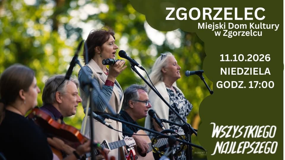 A band performs outdoors with guitars and microphones while an overlay lists event details.