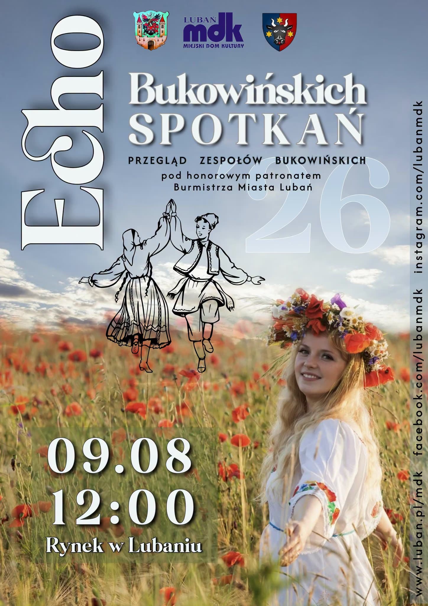 A promotional poster features a young woman in traditional clothing in a poppy field with dancers illustration.
