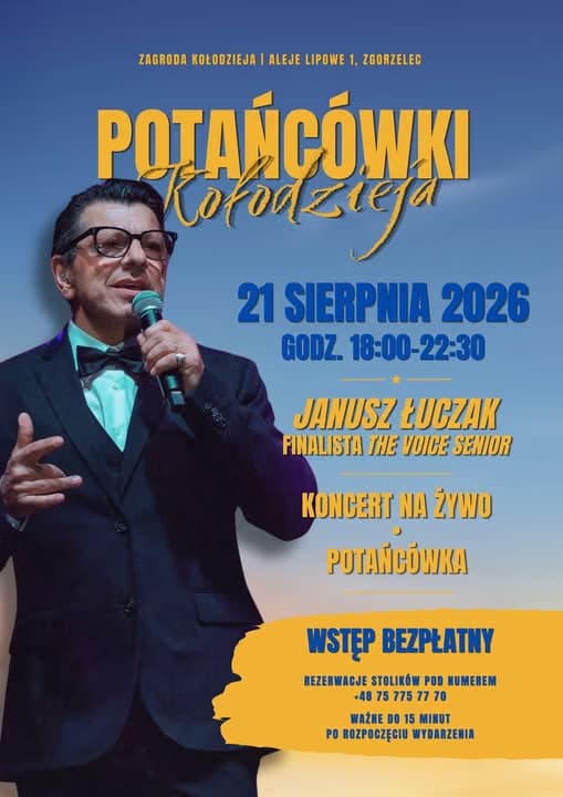 A man in a tuxedo sings into a microphone on a promotional event poster.