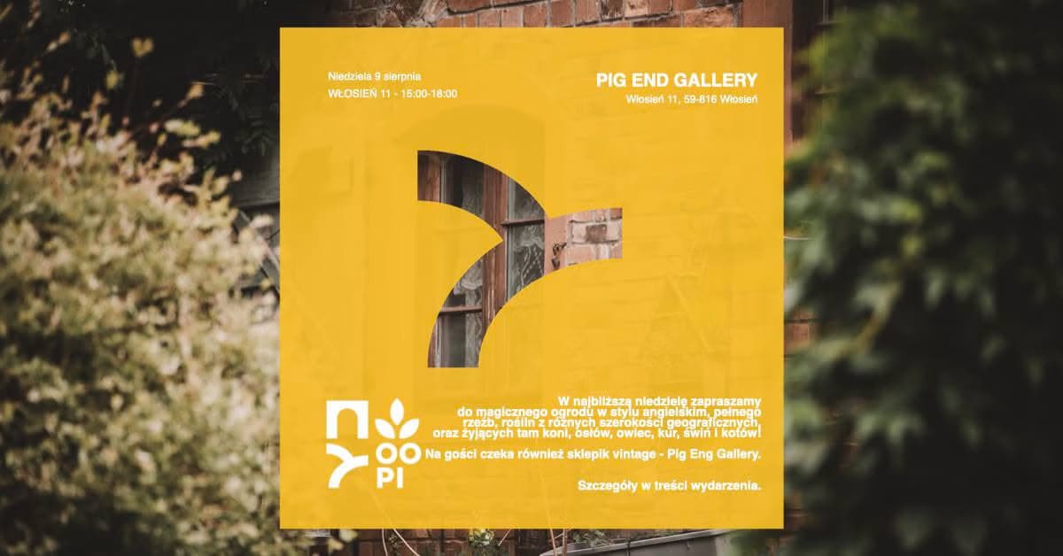 A yellow square graphic with text and logos, overlaid on a blurred outdoor background.