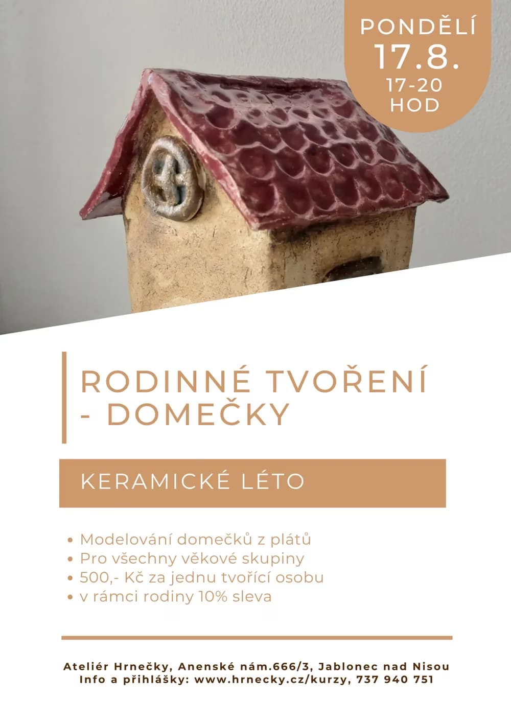 Keramické léto - Rodinné tvoření - Domečky