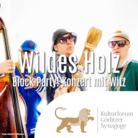Three band members wearing sunglasses and caps stand in front of a white background.