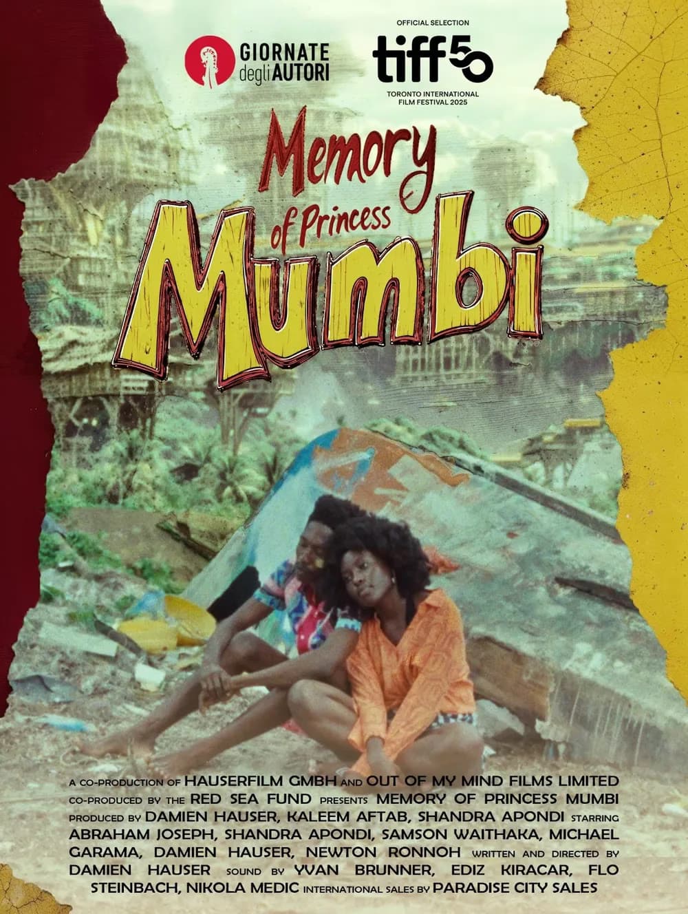 A poster displays the film title Memory of Princess Mumbi above two people sitting together.