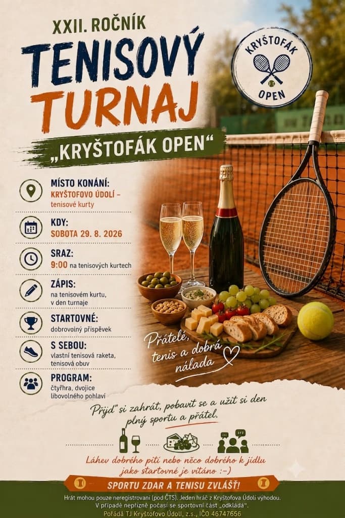 Tenisový turnaj - Kryštofák Open