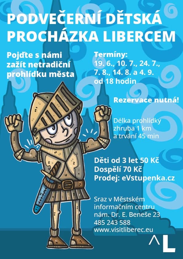 Children's tour of the centre of Liberec in the evening