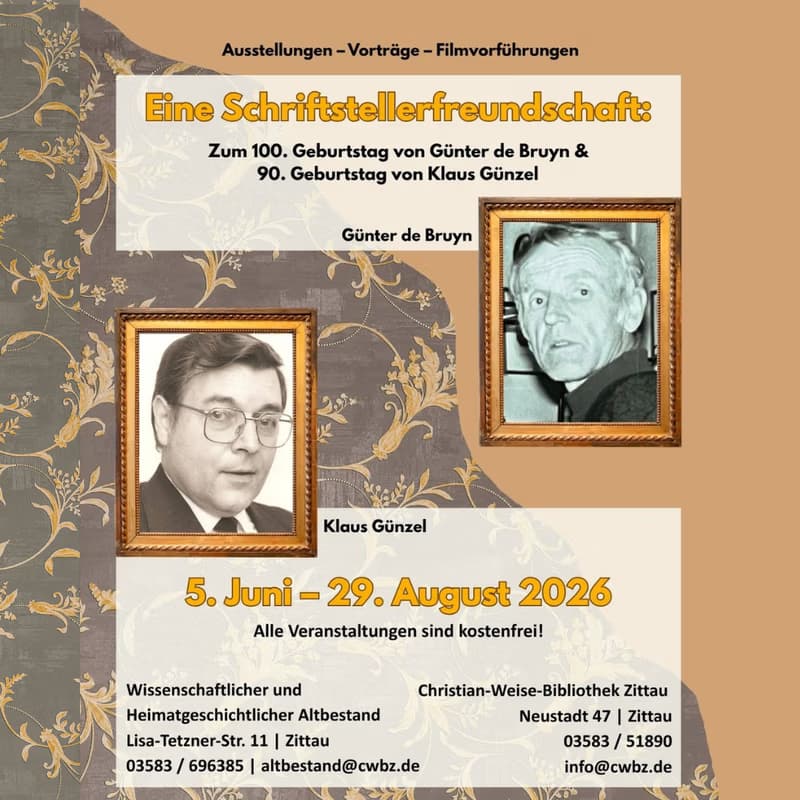 Ausstellung: „Klaus Günzel und Günter de Bruyn - eine Schriftstellerfreundschaft“