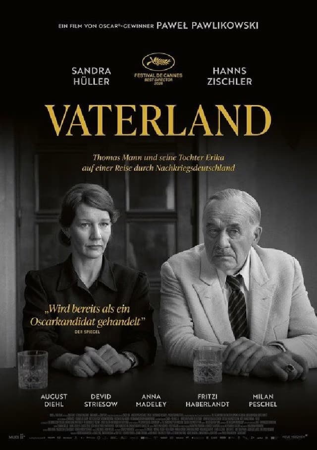Movie poster for the film Vaterland featuring a man and a woman sitting at a table.