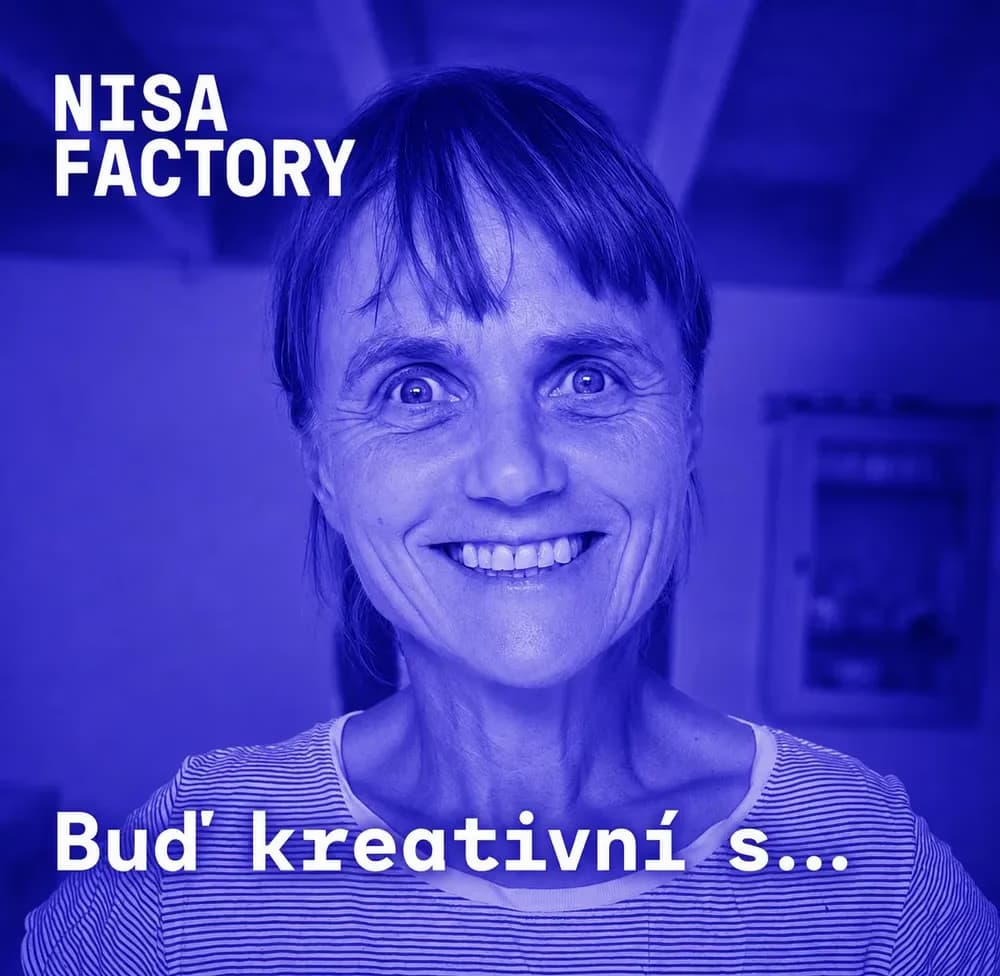 A smiling woman in a blue-tinted portrait with Nisa Factory text overlay.