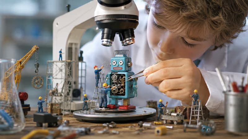 Assembling a Toy Under a Microscope